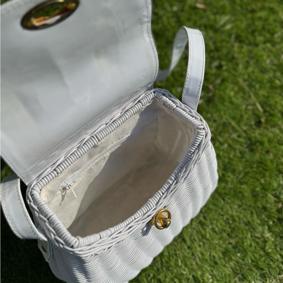 Vintage 1960s White Wicker Purse• Shoulder Strap • Mid-Century Handbag - Picture 12 of 16